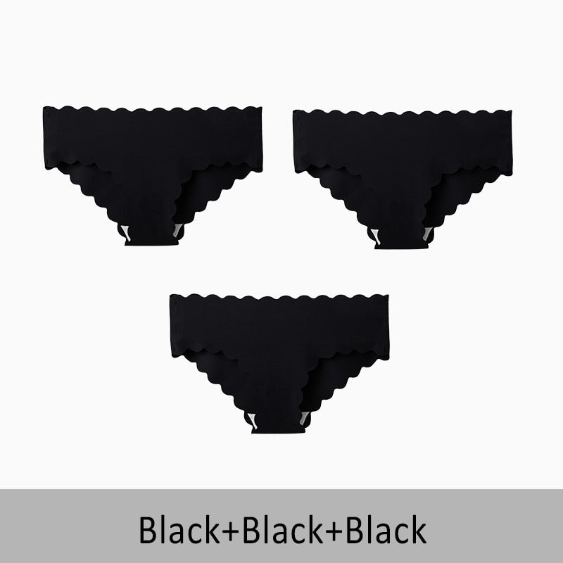 Sexy Panties Ice Silk Women&#39;s lingerie Seamless Underwear Low Waist Cotton Crotch Breathable Briefs Bikini  DULASI 3 pcs/lot