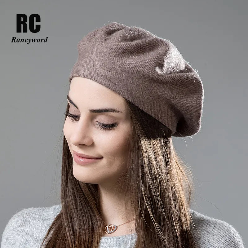 [Rancyword] High Quality Women Winter Hat Berets Cashmere Wool Berets For Girls Casual Knitted Warm Winter Hats Beanie RC2045