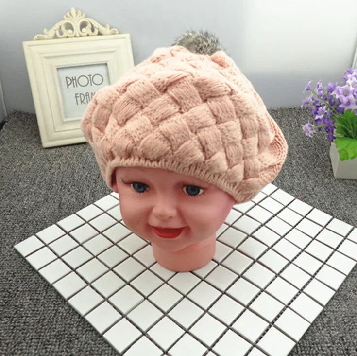 New Baby Winter Hat Knit Crochet Baby Beret Girl Cap For Children Cotton Warm Cap Cute Warm Kid Beanie Unisex