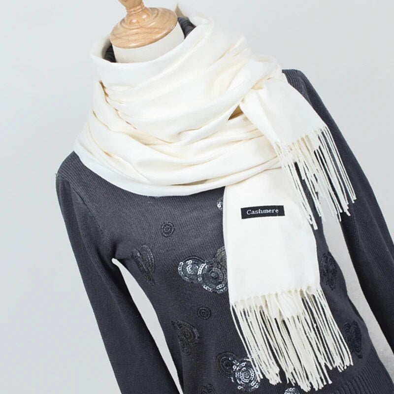 Women solid color cashmere scarves with tassel lady winter thick warm scarf high quality female shawl hot sale YR001