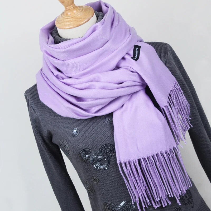 Women solid color cashmere scarves with tassel lady winter thick warm scarf high quality female shawl hot sale YR001