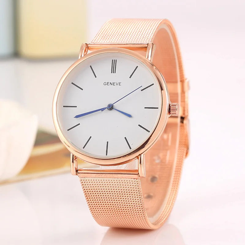 2023 New Famous Brand Silver Casual Geneva Quartz Watch Women Metal Mesh Stainless Steel Dress Watches Relogio Feminino Clock