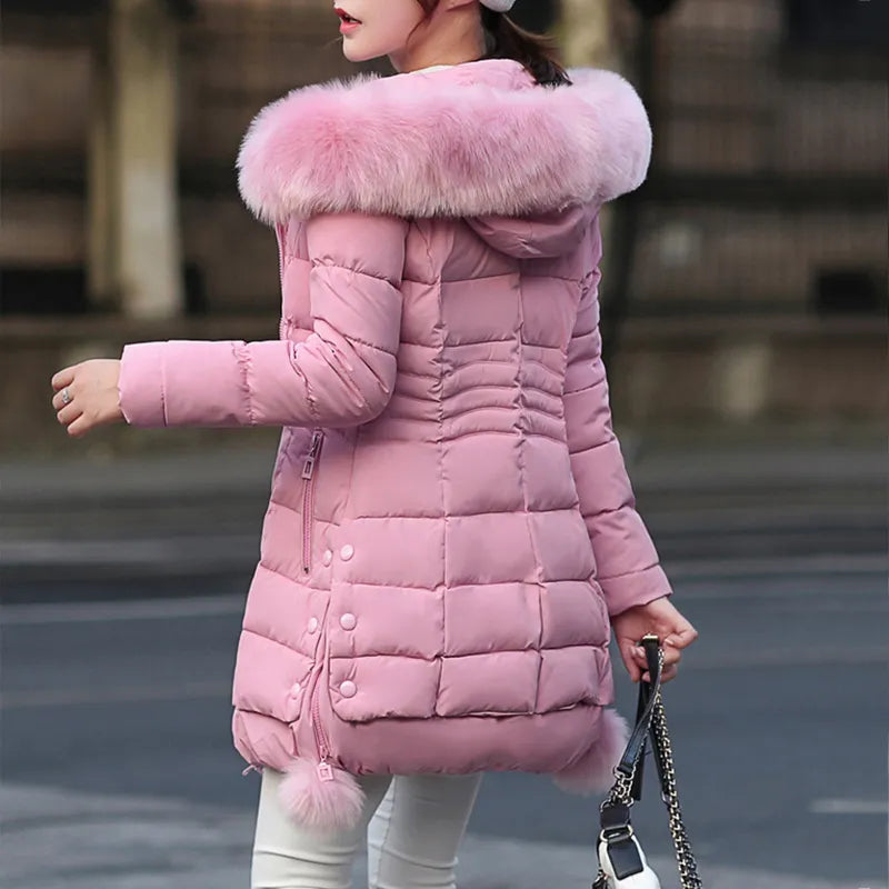 Faux Fur Parkas Women 2023 New Winter Down Cotton Jacket Women Thick Snow Wear Winter Coat Lady Clothing Female Jackets Parkas