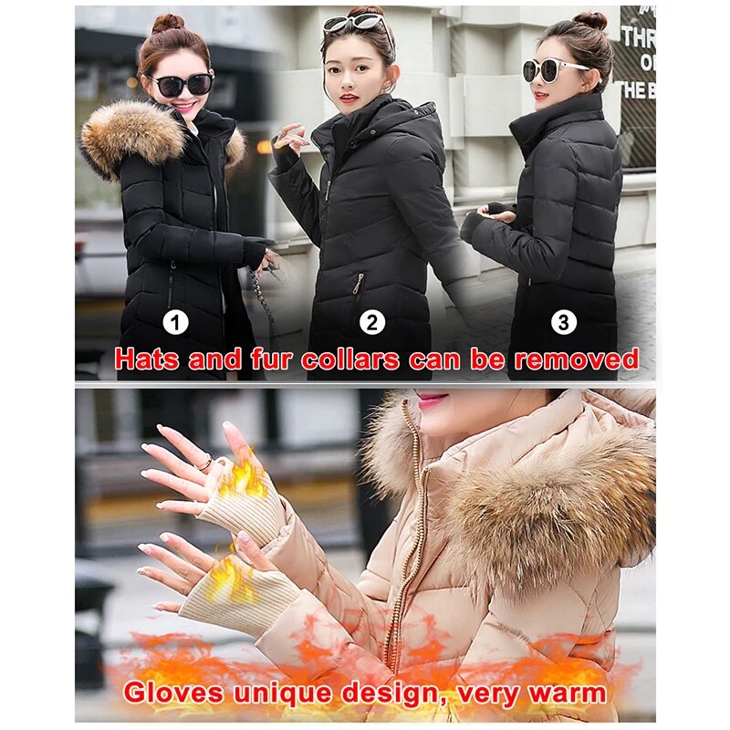 winter jacket women 2019 New parka Female Women Winter Coat Thickening Cotton Outwear Faux fox fur casacos de inverno feminino