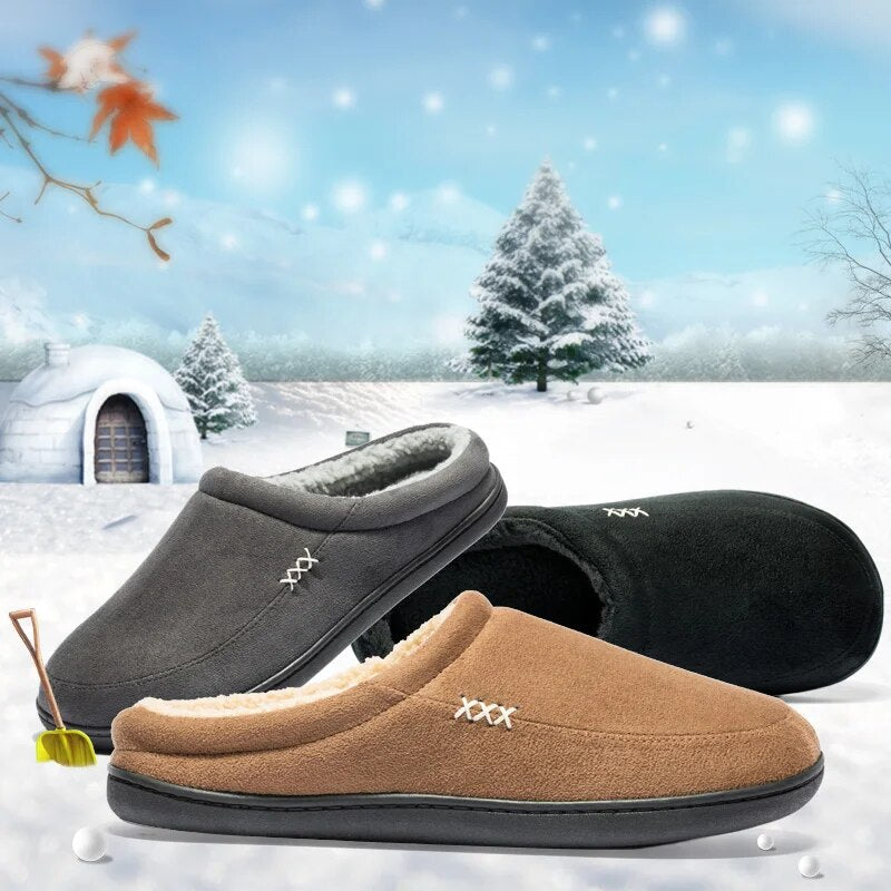 Winter Men Cotton Slippers Bathroom Plush Shoes Male Warm Australia Style Male Home Soft Slippers Indoor Man Solid Adult Pantufa