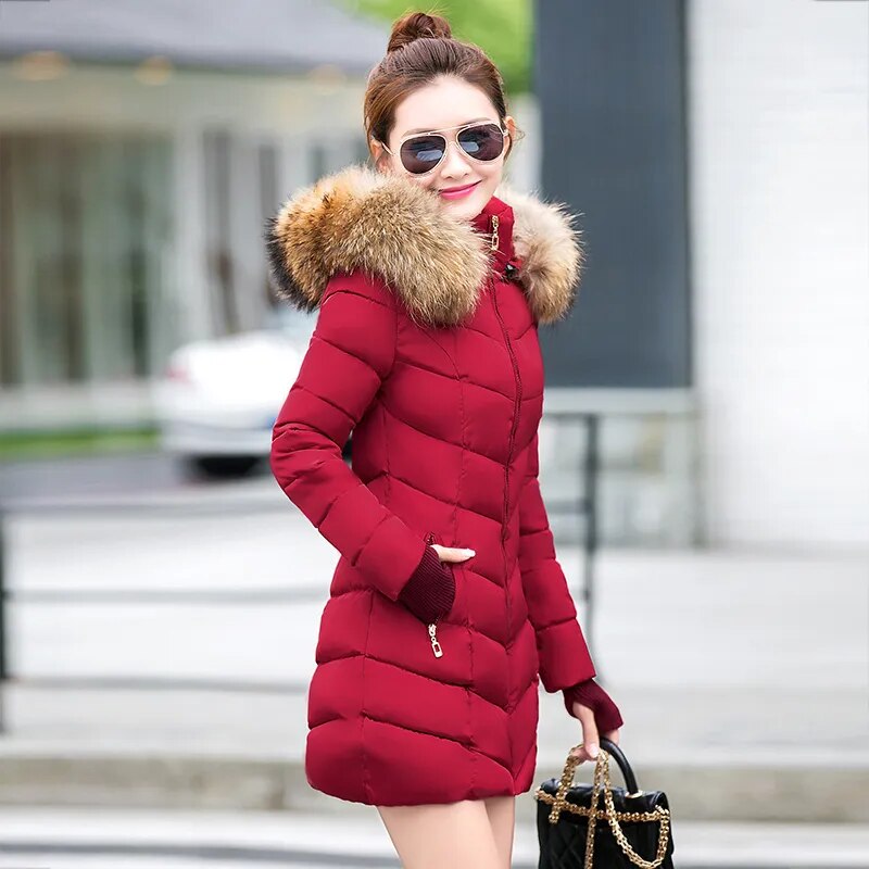 winter jacket women 2019 New parka Female Women Winter Coat Thickening Cotton Outwear Faux fox fur casacos de inverno feminino