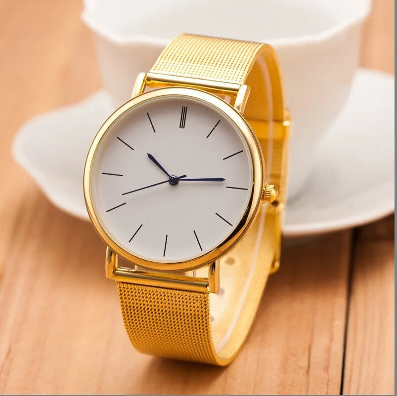 2023 New Famous Brand Silver Casual Geneva Quartz Watch Women Metal Mesh Stainless Steel Dress Watches Relogio Feminino Clock