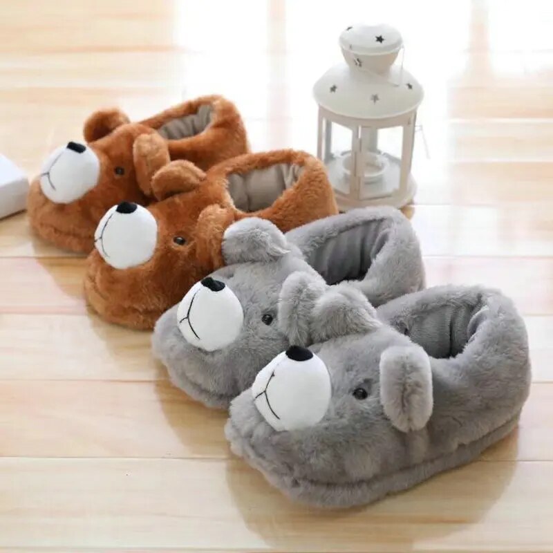 Cartoon Winter Bear Slippers Warm Plush Shoes Home Indoor Bedroom Slipper Ladies Shoes Boy/Girl