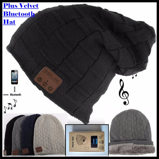 Wireless Bluetooth-compatible V5.0 Beanie Knitted Velvet Winter Hat Headset Speaker Mic Hand-free Music Mp3 Magic Warm Smart Cap