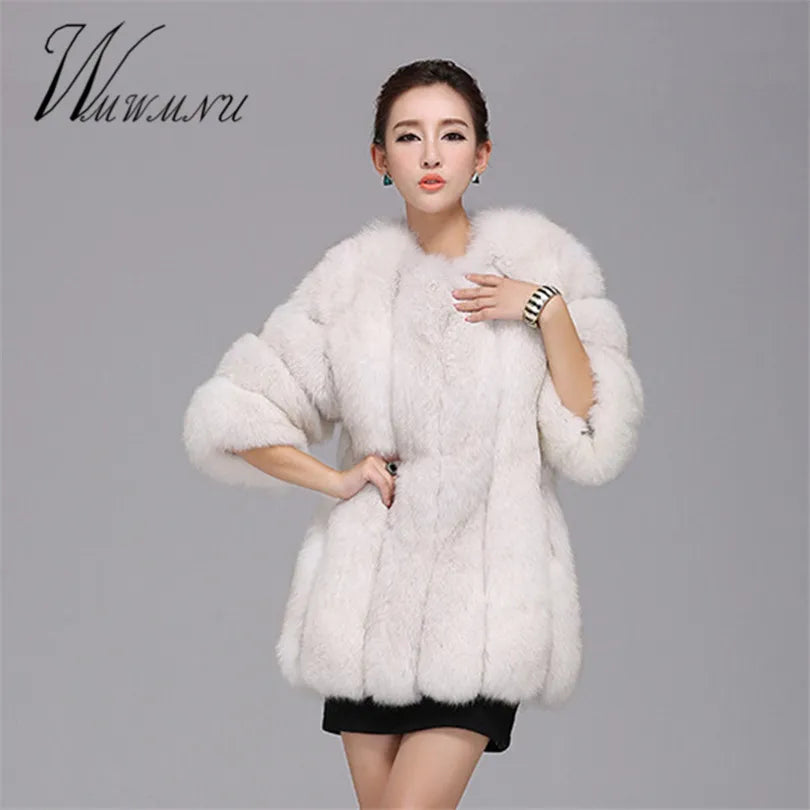 Fashion Luxury Faux Fox Fur Coat Women Plus Size S-4XL Winter Coat Thick Warm Fake Furry Fur Jacket Coats chaqueta mujer