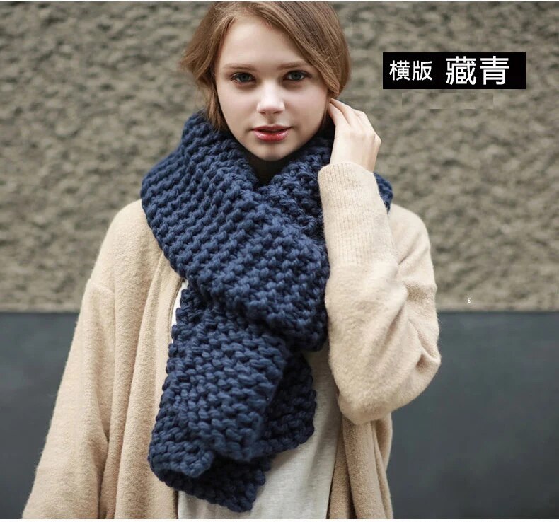 ZA New 2021 Thick Wool Women Winter Scarf Long Size Warm Fashion Solid Scarves & Wraps