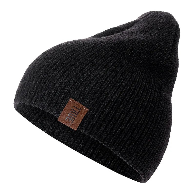 7 Colors PU Letter True Casual Beanies for Men Women Girl Boy Fashion Knitted Winter Hat Solid Hip-hop Skullies Hat Unisex Cap