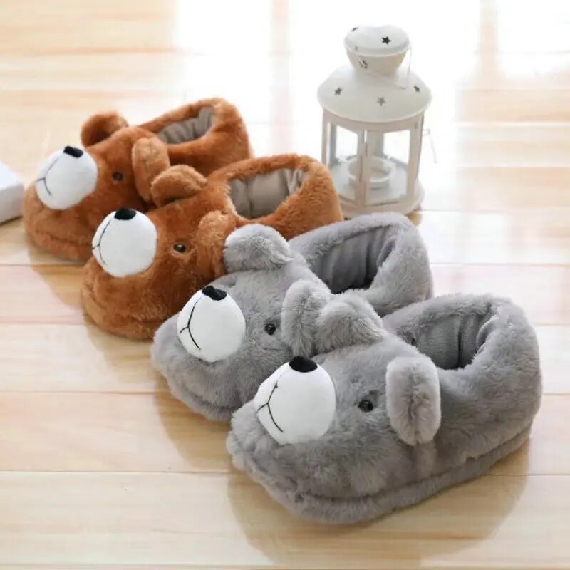 Cartoon Winter Bear Slippers Warm Plush Shoes Home Indoor Bedroom Slipper Ladies Shoes Boy/Girl