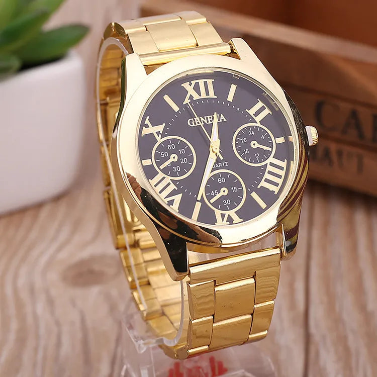 2023 New Brand 3 Eyes Gold Geneva Casual Quartz Watch Women Stainless Steel Dress Watches Relogio Feminino Ladies Clock Hot Sale