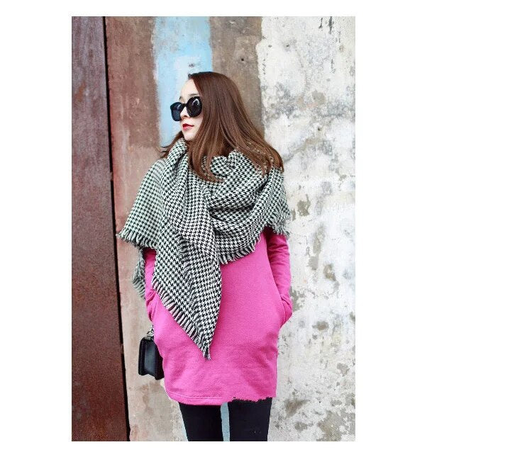 Luxury Brand Scarf for Women plaid bufandas mujer black Houndstooth warm scarf women winter scarves shawls Blanket Scarf