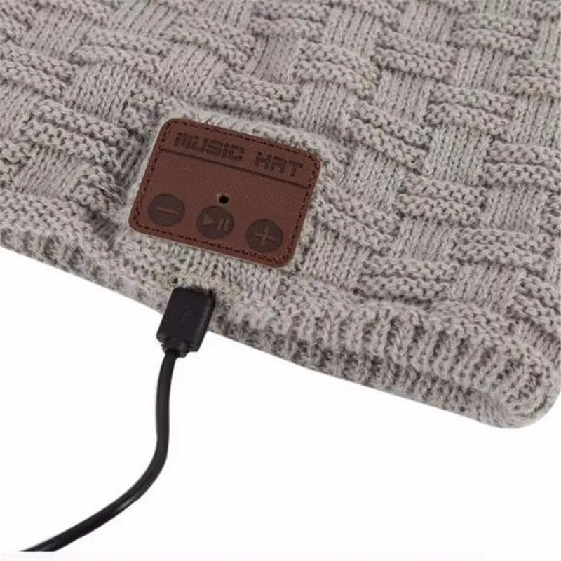 Wireless Bluetooth-compatible V5.0 Beanie Knitted Velvet Winter Hat Headset Speaker Mic Hand-free Music Mp3 Magic Warm Smart Cap