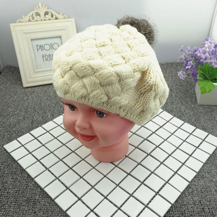 New Baby Winter Hat Knit Crochet Baby Beret Girl Cap For Children Cotton Warm Cap Cute Warm Kid Beanie Unisex