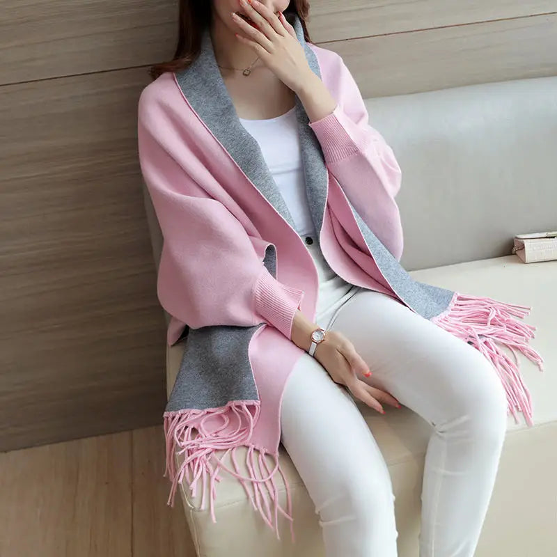 Women's Sweaters Cardigan Tassel Shawl Cape Jacket Long Sleeve Open Stitch Fashion Casual Loose Autumn Winter Coat