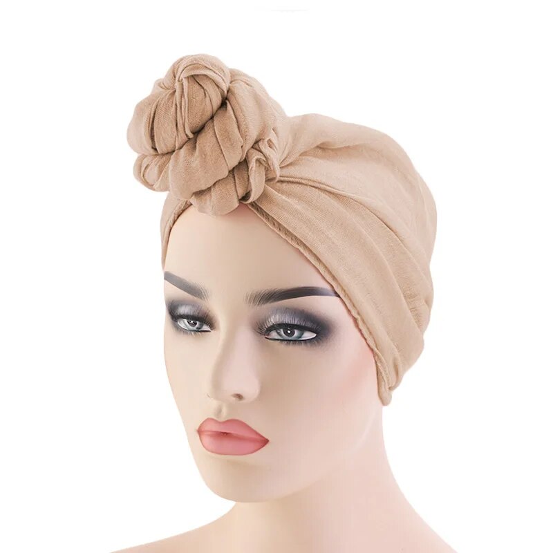 New Women Big Flower Turban Wedding Party Beanie Elegant Cap Head Wrap Long Stretch Jersey Hijab Musulman Scarf  African Turban