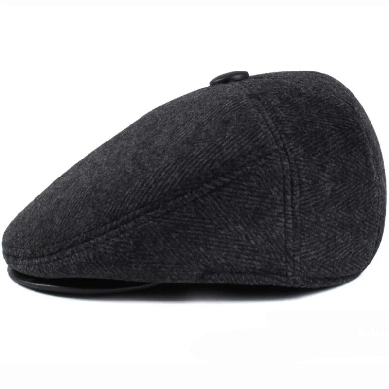 HT1852 Men Cap Hat Classic Autumn Winter Hat Vintage Flat Beret Cap Warm Ivy Newsboy Cap Casual Earflap Dad Hat Berets for Men