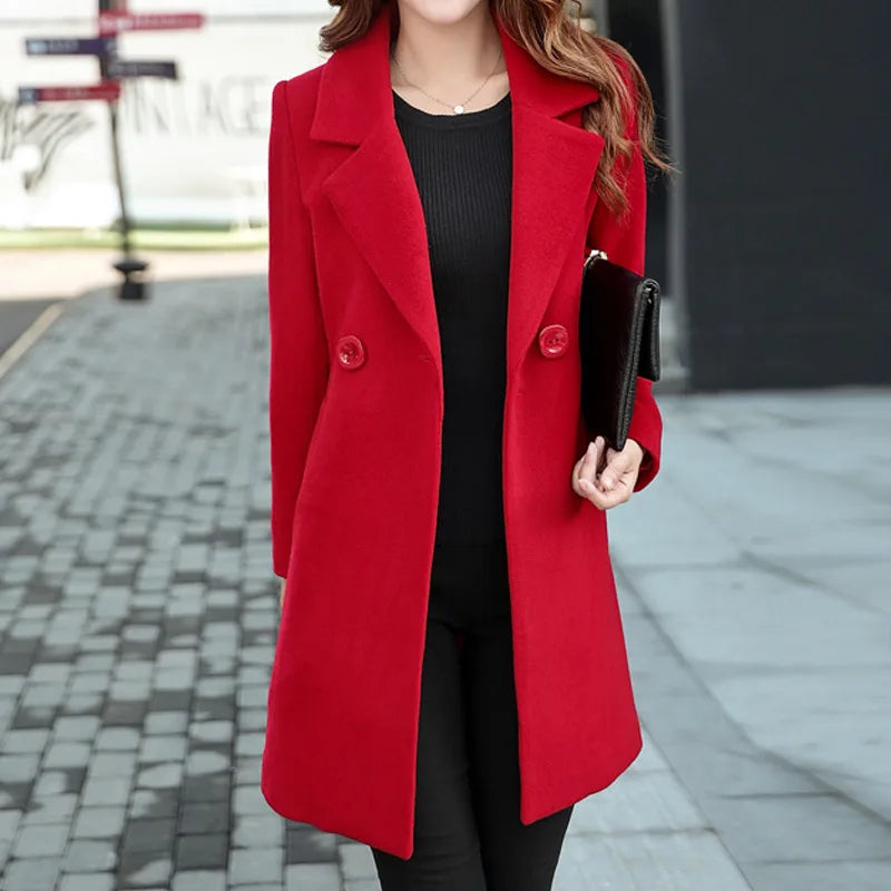 Winter Coat Women Wool Coat Women Ladies female Winter Blue Red Coats Jacket monteau femme Outwear Woman Autumn Winter(in stock)