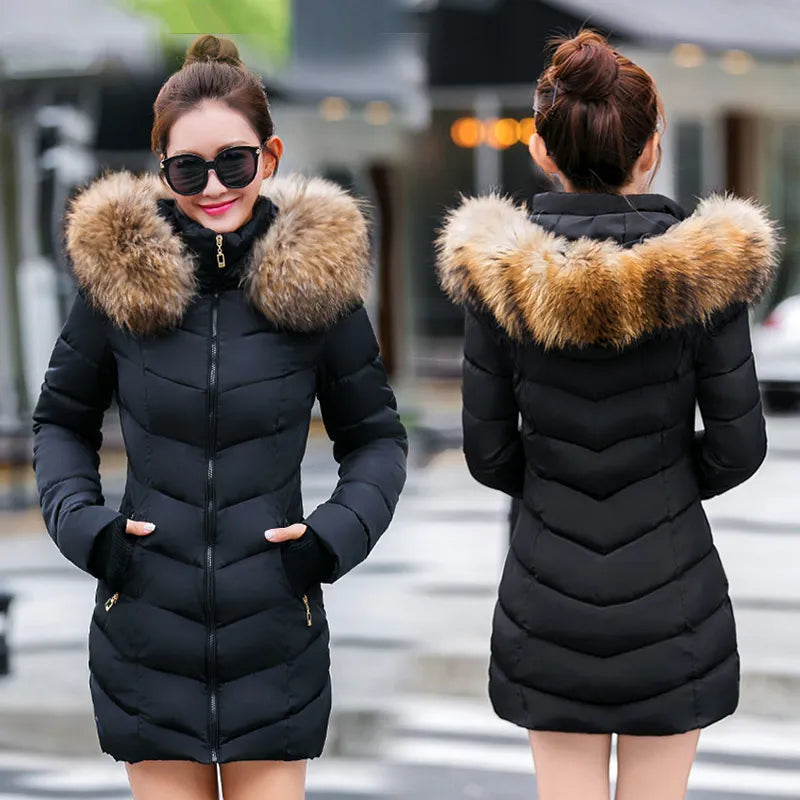 winter jacket women 2019 New parka Female Women Winter Coat Thickening Cotton Outwear Faux fox fur casacos de inverno feminino