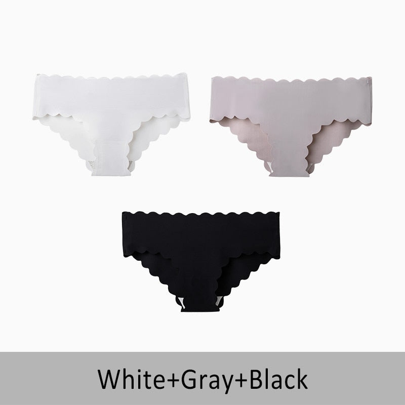 Sexy Panties Ice Silk Women&#39;s lingerie Seamless Underwear Low Waist Cotton Crotch Breathable Briefs Bikini  DULASI 3 pcs/lot