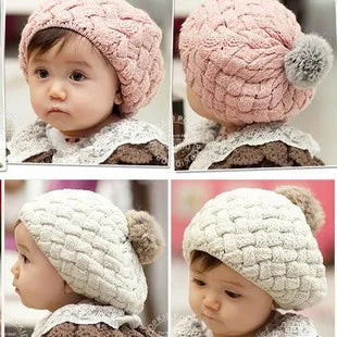 New Baby Winter Hat Knit Crochet Baby Beret Girl Cap For Children Cotton Warm Cap Cute Warm Kid Beanie Unisex