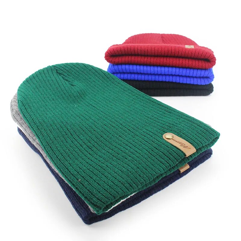 Casual Beanies for Men Women Ski hats Fashion Knitted Winter Hat Solid Color Hip-hop Skullies Bone Unisex Warm Cap Gorras Beanie