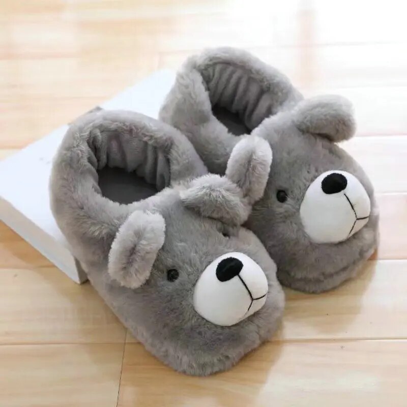 Cartoon Winter Bear Slippers Warm Plush Shoes Home Indoor Bedroom Slipper Ladies Shoes Boy/Girl