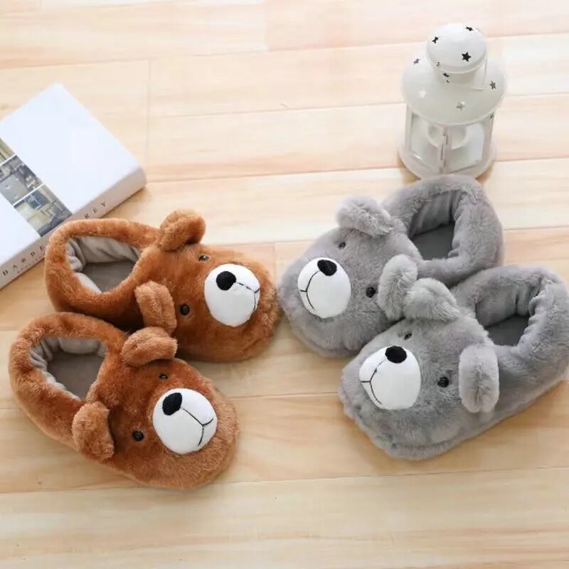 Cartoon Winter Bear Slippers Warm Plush Shoes Home Indoor Bedroom Slipper Ladies Shoes Boy/Girl