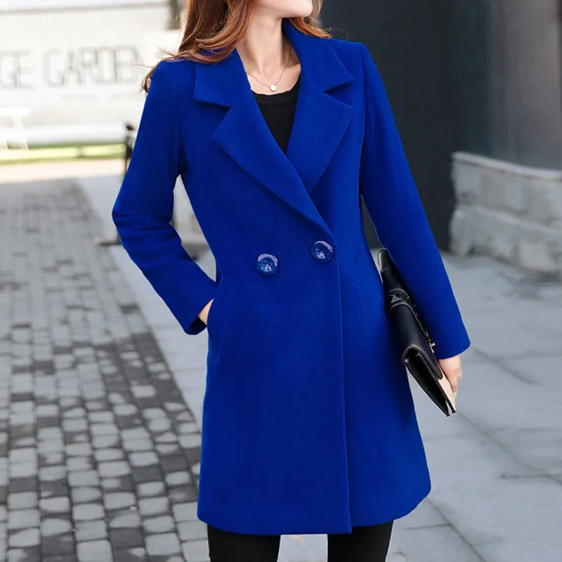 Winter Coat Women Wool Coat Women Ladies female Winter Blue Red Coats Jacket monteau femme Outwear Woman Autumn Winter(in stock)