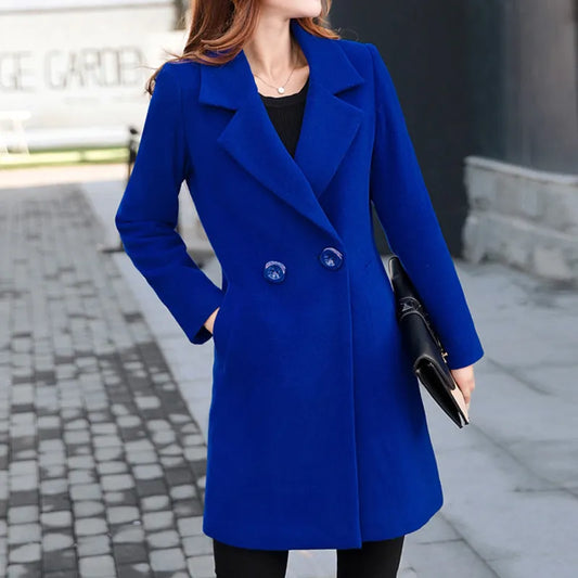 Winter Coat Women Wool Coat Women Ladies female Winter Blue Red Coats Jacket monteau femme Outwear Woman Autumn Winter(in stock)