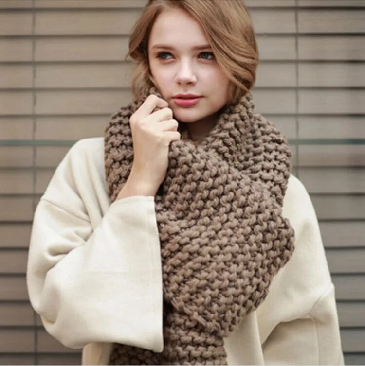 ZA New 2021 Thick Wool Women Winter Scarf Long Size Warm Fashion Solid Scarves & Wraps