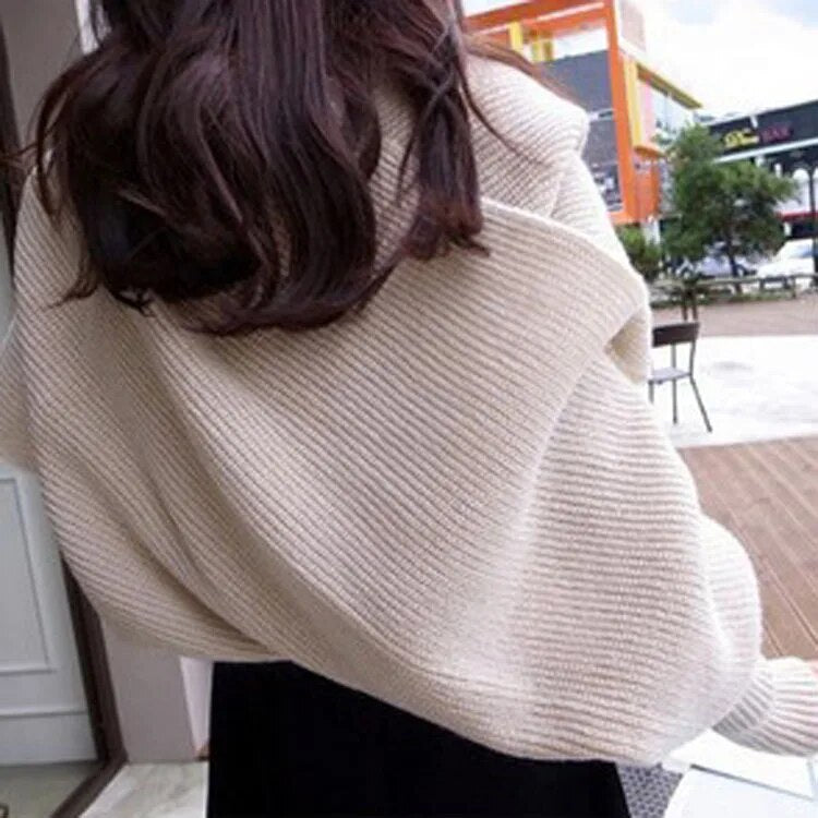 Korean Knitted LICs Scarf Collar Unisex Winter Warm Long Sleeve Poncho Scarves For Women Knit Shawls Stole Men's Sweater Scarfs