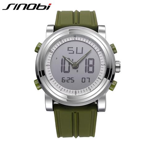 SINOBI Sports Watches Men Dual Display Analog Digital LED Electronic Quartz Wristwatches Men Multifunctional Waterproof Watch