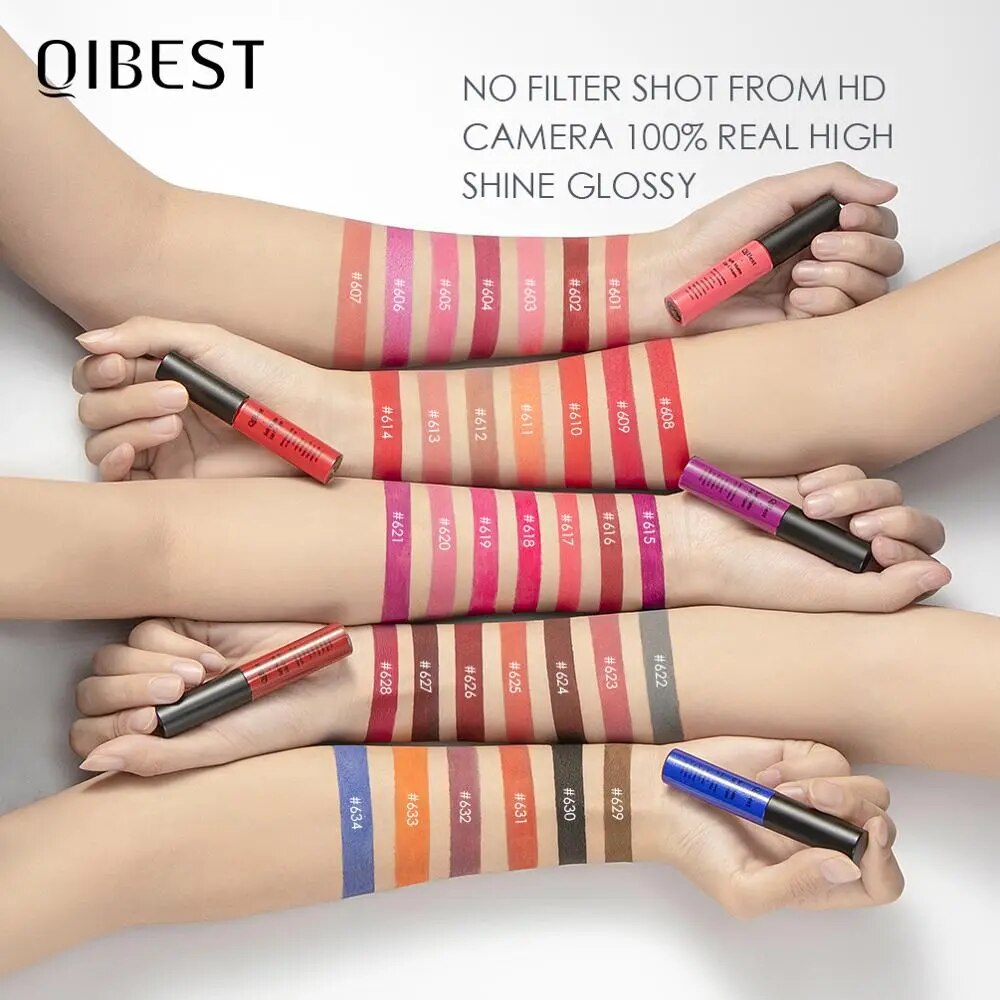 QIBEST Liquid Lipstick Waterproof Lip Gloss 34 Colors Matte Lipstick Long lasting Lipgloss Cosmetics Lips Makeup Nude Maquiagem