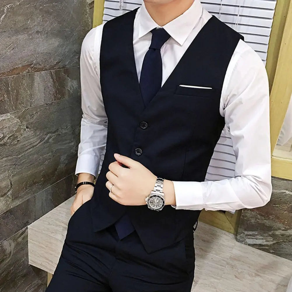 Man Business Vests Suit Single-breasted Slim-fit Non-shrink Polyester 2021 Men Skin-friendly Formal Vest for Business Shirt Hot