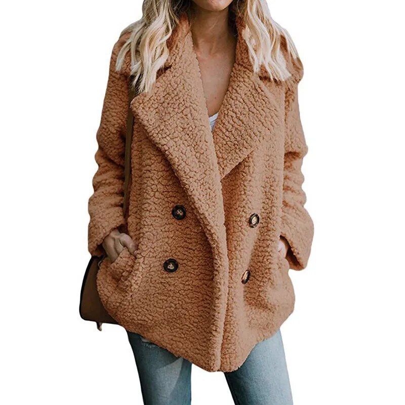 Teddy Coat Women Faux Fur Coats Long Sleeve Fluffy Fur Jackets Winter Warm Female Jacket Oversized Women Casual Winter Coat 2021