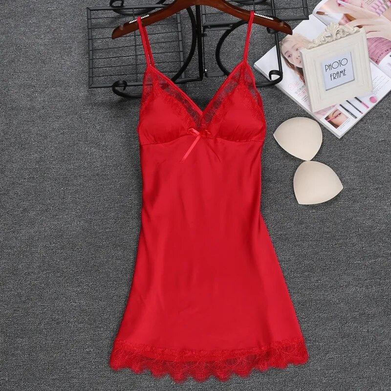 2020 NEW Sexy Strap Nightdress Summer Womens Sleepwear Casual Faux Silk Nightgown Home Wear Nightwear Bath Gown Size M-XXL