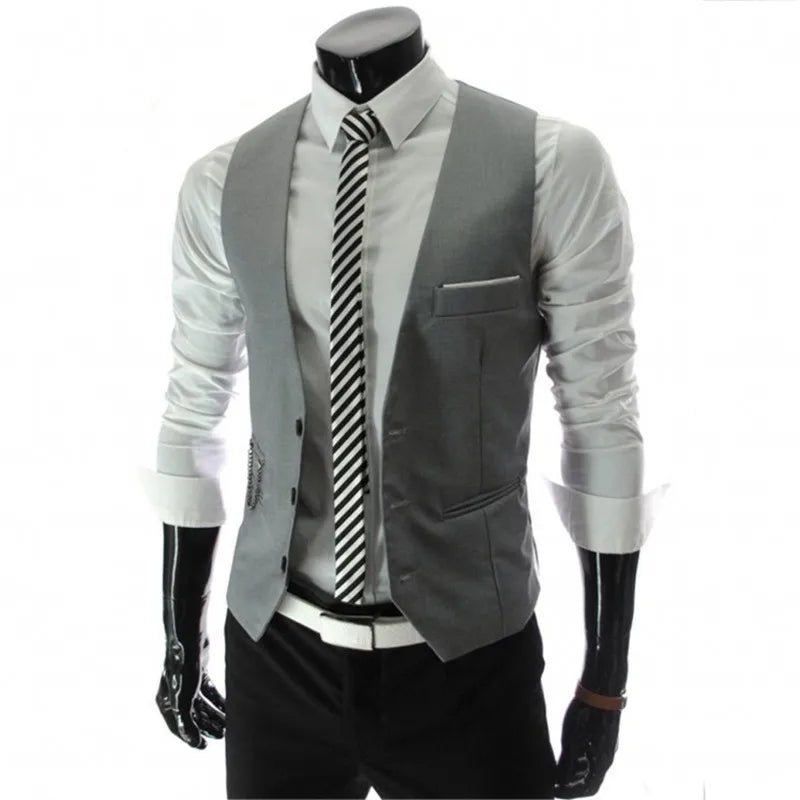 2022 New Arrival Dress Vests For Men Slim Fit Mens Suit Vest Male Waistcoat Gilet Homme Casual Sleeveless Formal Business Jacket