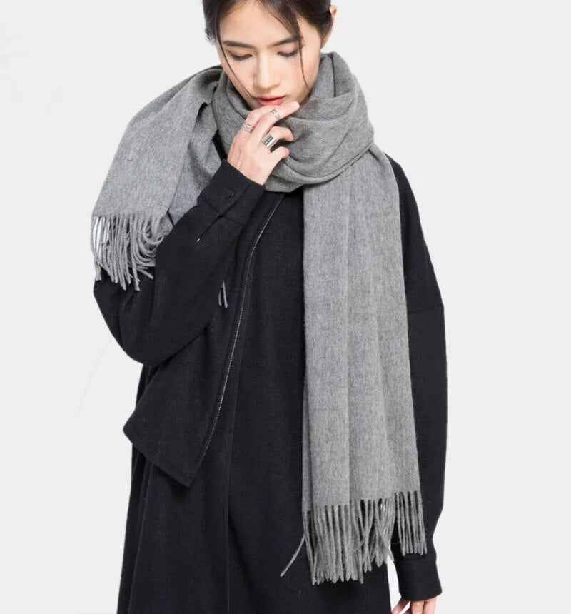 Wool Winter Scarf Women Fashion Shawl Adult Solid Scarves Luxury Autumn Shawls and Wraps  Poncho Scarfs for Ladies Unisex Wrap