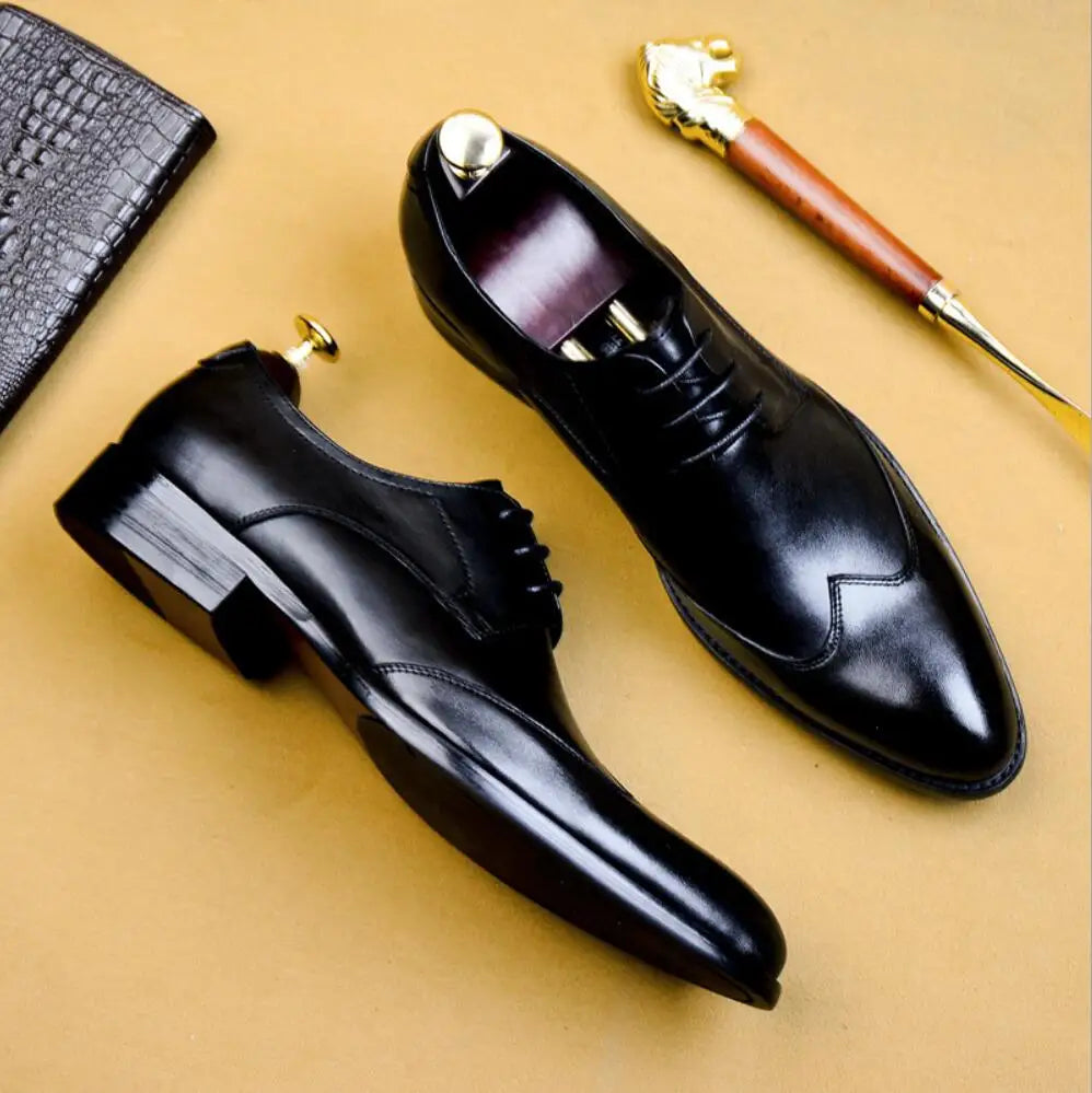 Sipriks Size 36 46 Autumn Genuine Leather Boss Derby Dress Shoes Mens Suit Shoes Footwear Boy Wedding Shoe Formal Business FelIx