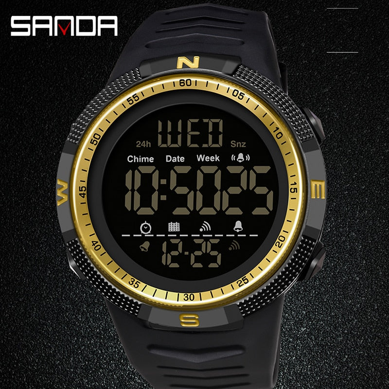 Military Sport Watch Mens Clock Fashion Brand SANDA Digital Wristwatch Shockproof Countdown Watches Waterproof Hour Bracelet