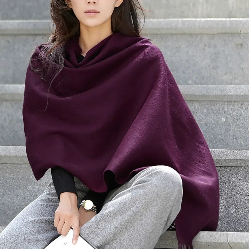 Wool Winter Scarf Women Fashion Shawl Adult Solid Scarves Luxury Autumn Shawls and Wraps  Poncho Scarfs for Ladies Unisex Wrap