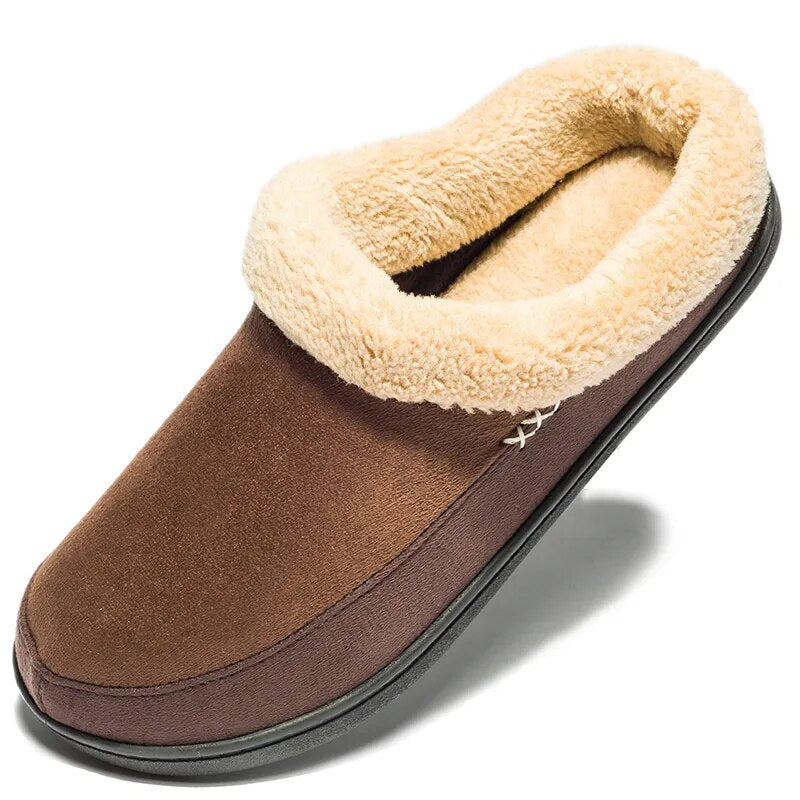 Winter Slippers Home Thick Cotton Slip-on Shoes For Men High Quality Non-slip Slippers Indoor Plush Flat Men's Shoes Big Size 50