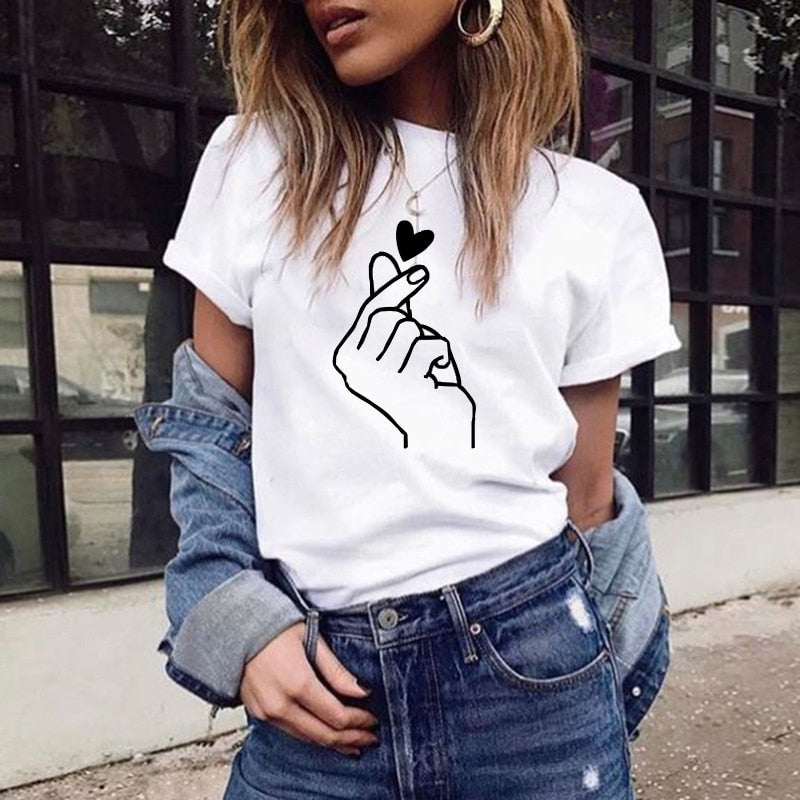 Women&#39;s t-shirt Harajuku love t shirt women feminina ladies Than heart ulzzang graphic t shirts women 2023 summer femme clothes