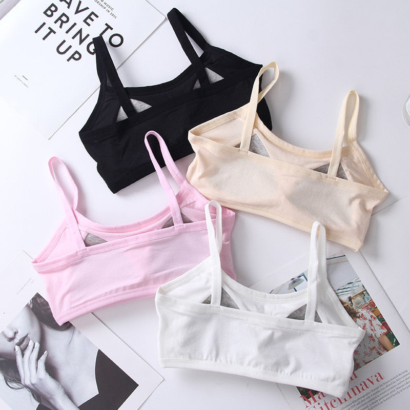 Girls Underwear Cotton Sport Training Bra Teenagers Girls Sling Small Vest Underwear Soft Breathable Teen Bras Puberty Clothing