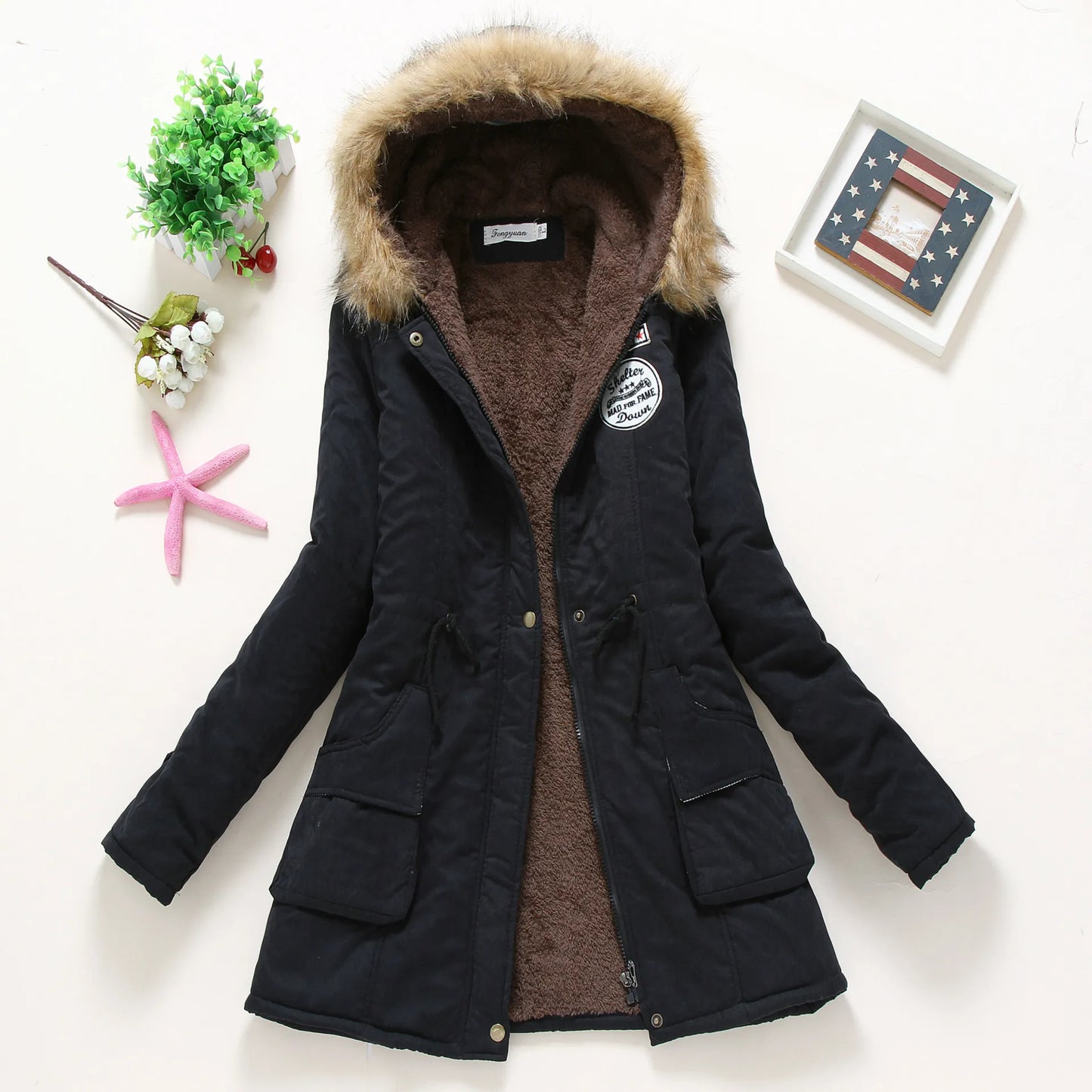 Winter women coat 2019 Women's Parka Casual Outwear Military Hooded fur Coat Down Jackets Winter Coat for Female CC001