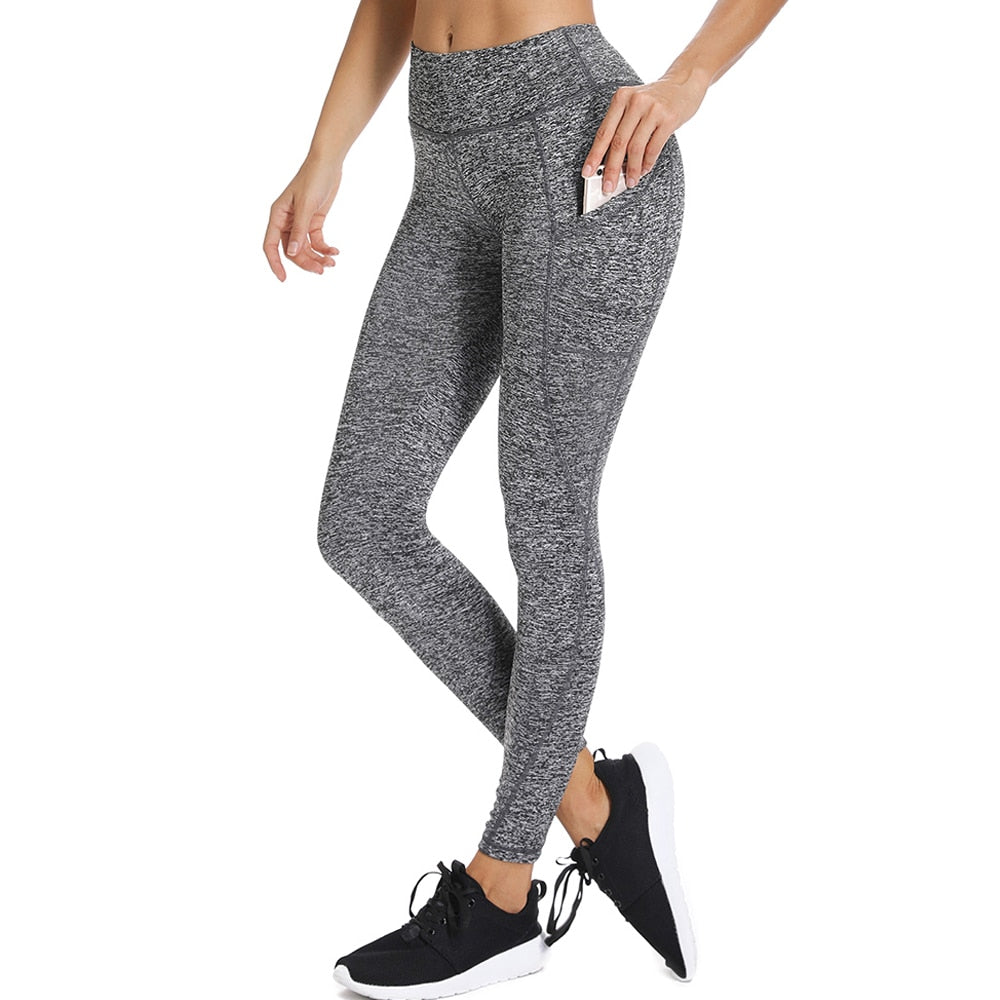 Women&#39;s Sports Pants 3/4 Gym Sport Woman Tights Casual Cropped Female Leggings For Fitness Women Yoga Pants with Side Pockets